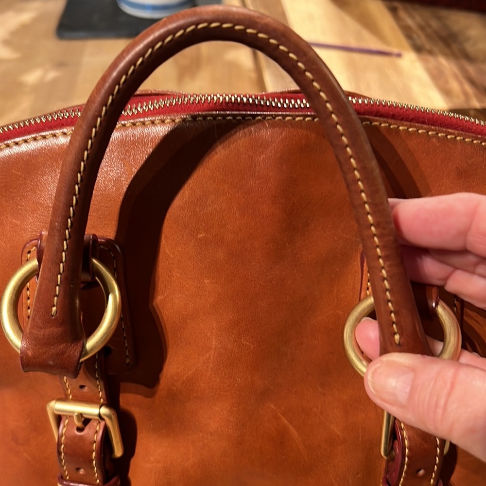 Dooney & Bourke Brown Leather Satchel with Gold Hardware - Picture 10 of 12